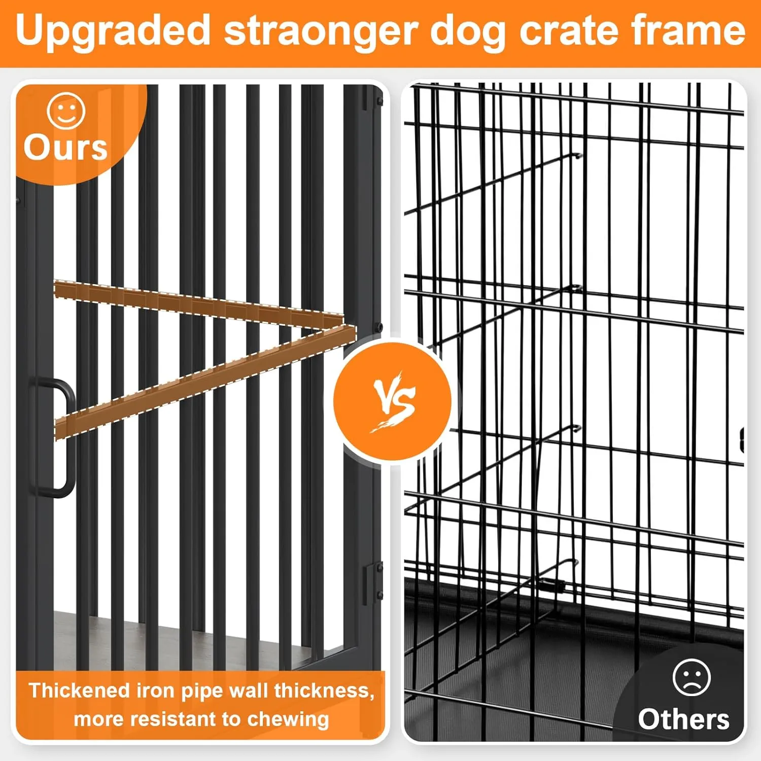 Large Furniture Dog Crate, Dog Kennel Indoor, Wood Dog Cage Table with Drawers Storage, Heavy Duty Dog Crate, Jaula para Perros, Sturdy Metal, 40.5" L23.6" W35.4" H, Rustic Grey
