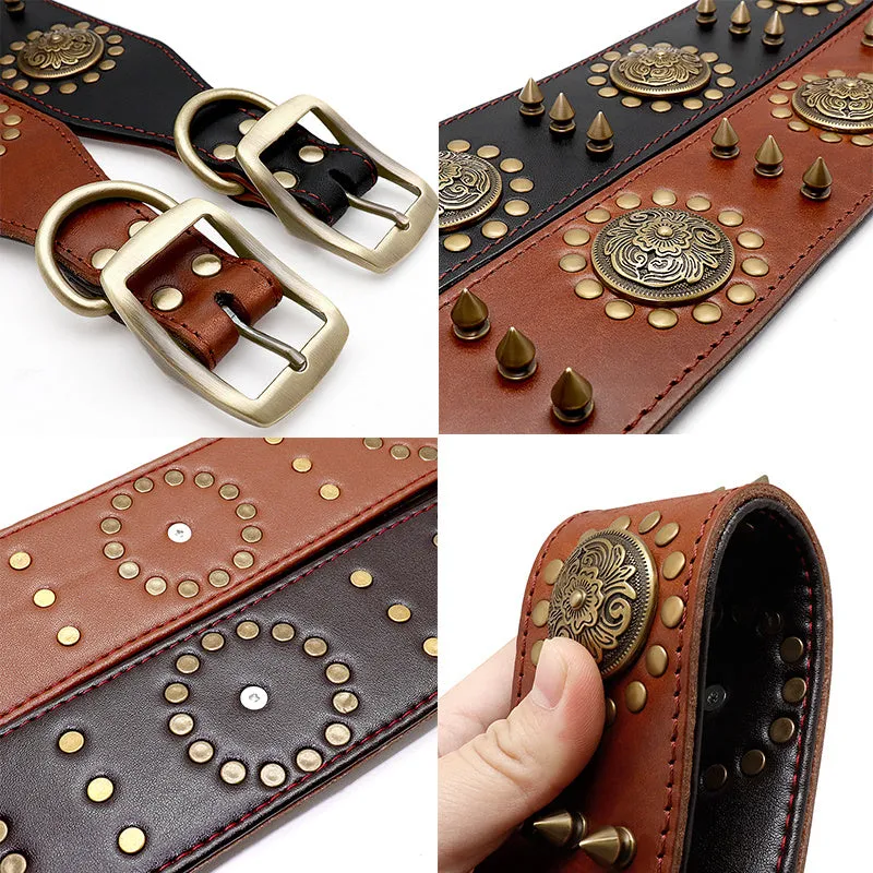 Leather Stud Large Dog Anti-Bite Dog Collar - GlamzLife