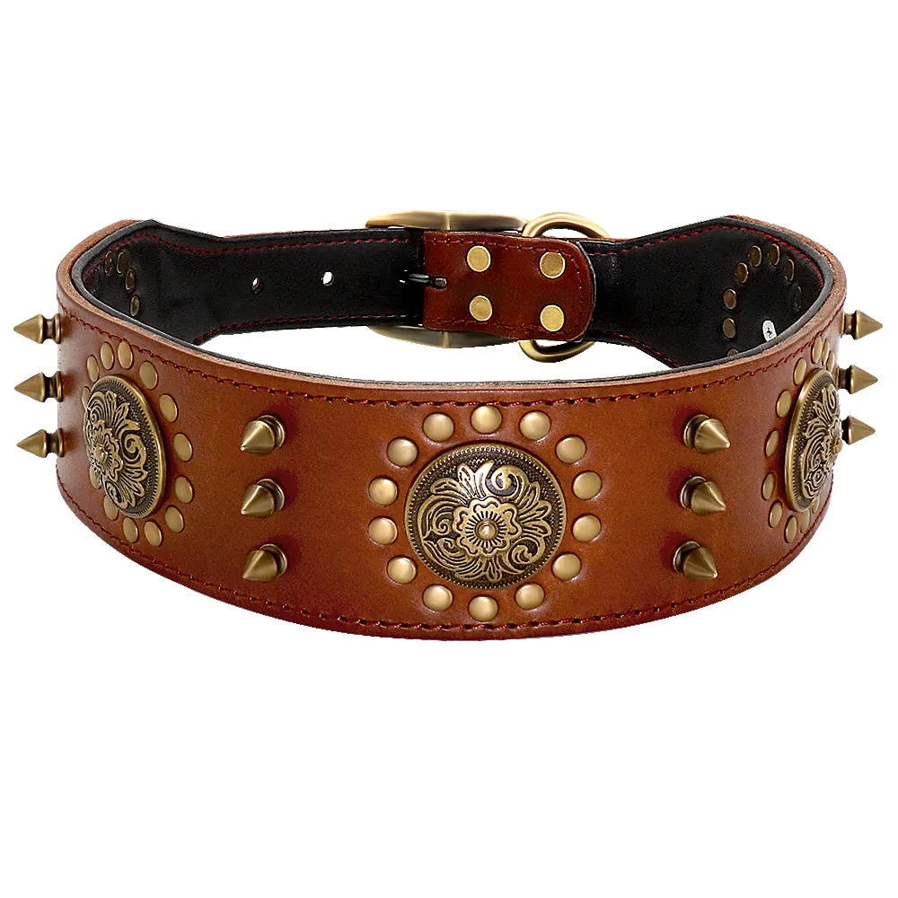 Leather Stud Large Dog Anti-Bite Dog Collar - GlamzLife