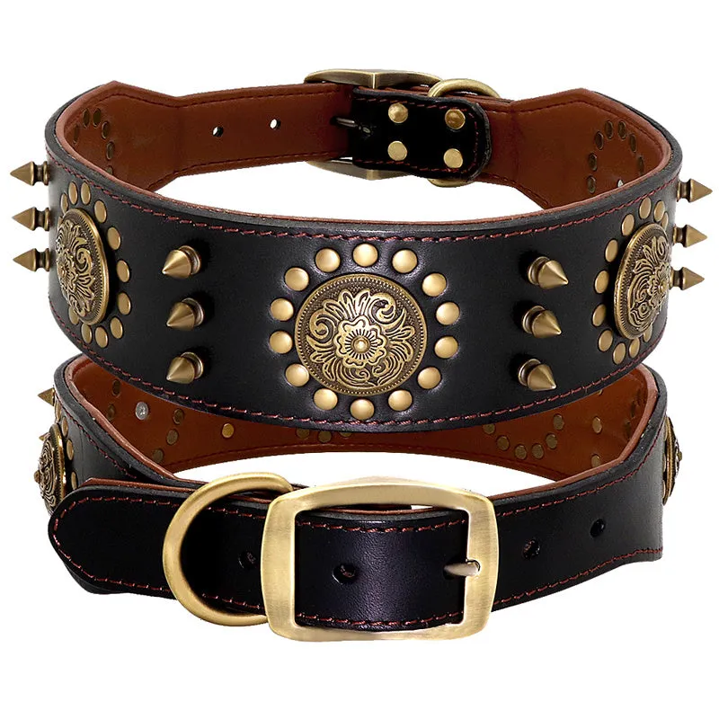 Leather Stud Large Dog Anti-Bite Dog Collar - GlamzLife