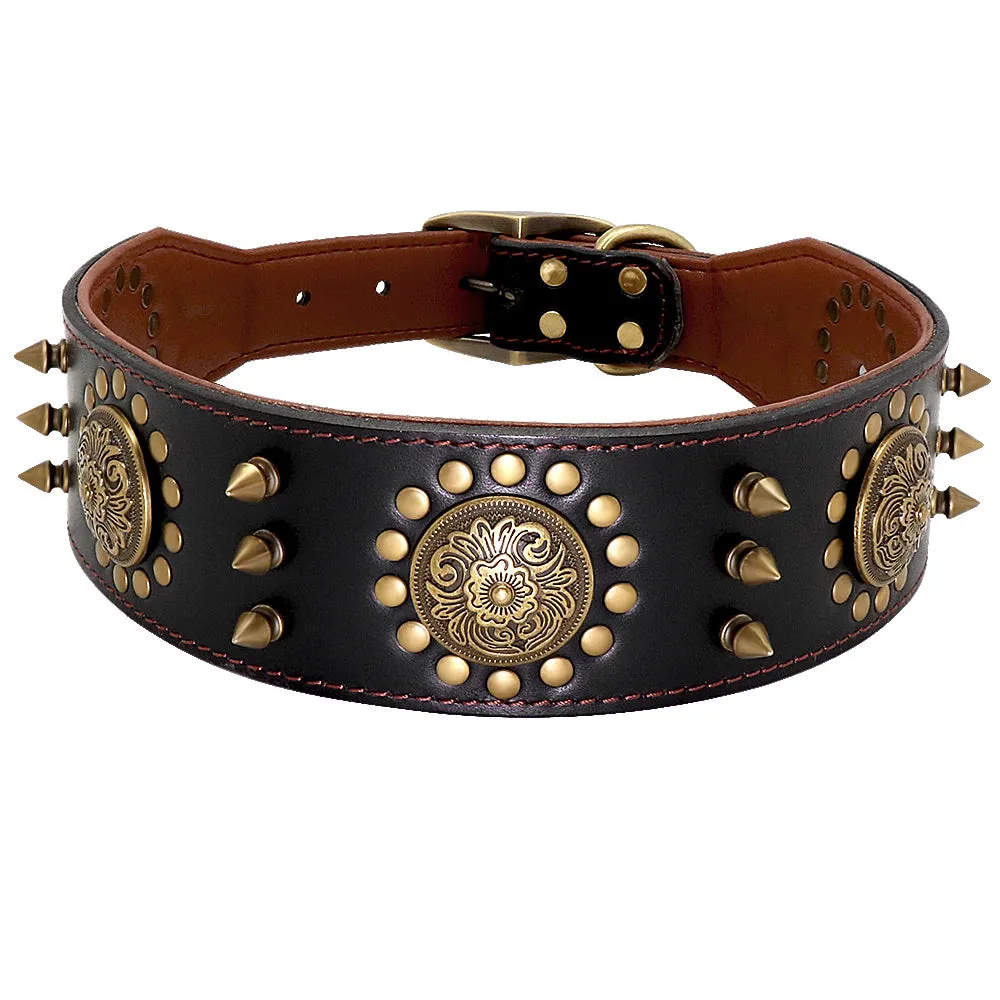 Leather Stud Large Dog Anti-Bite Dog Collar - GlamzLife