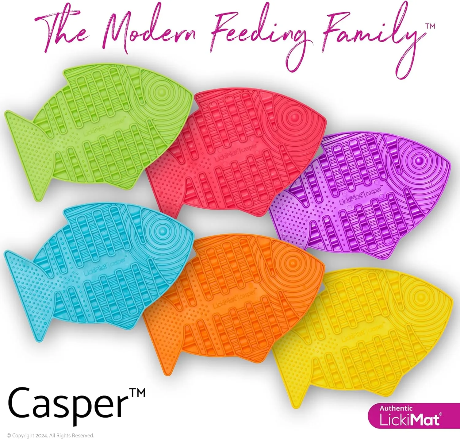 LickiMat Casper, Fish-Shaped Cat Slow Feeders Lick Mat, Boredom Anxiety Reducer; Perfect for Food, Treats, Yogurt, or Peanut Butter. Fun Alternative to a Slow Feed Cat Bowl or Dish, Green
