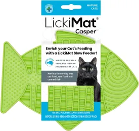 LickiMat Casper, Fish-Shaped Cat Slow Feeders Lick Mat, Boredom Anxiety Reducer; Perfect for Food, Treats, Yogurt, or Peanut Butter. Fun Alternative to a Slow Feed Cat Bowl or Dish, Green