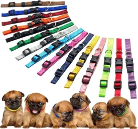 Love Dream Puppy ID Collars - 15pcs Soft Nylon Adjustable Breakaway Collars for Litter Identification, Newborn Puppies & Kittens (M(8.5"-13.0"))