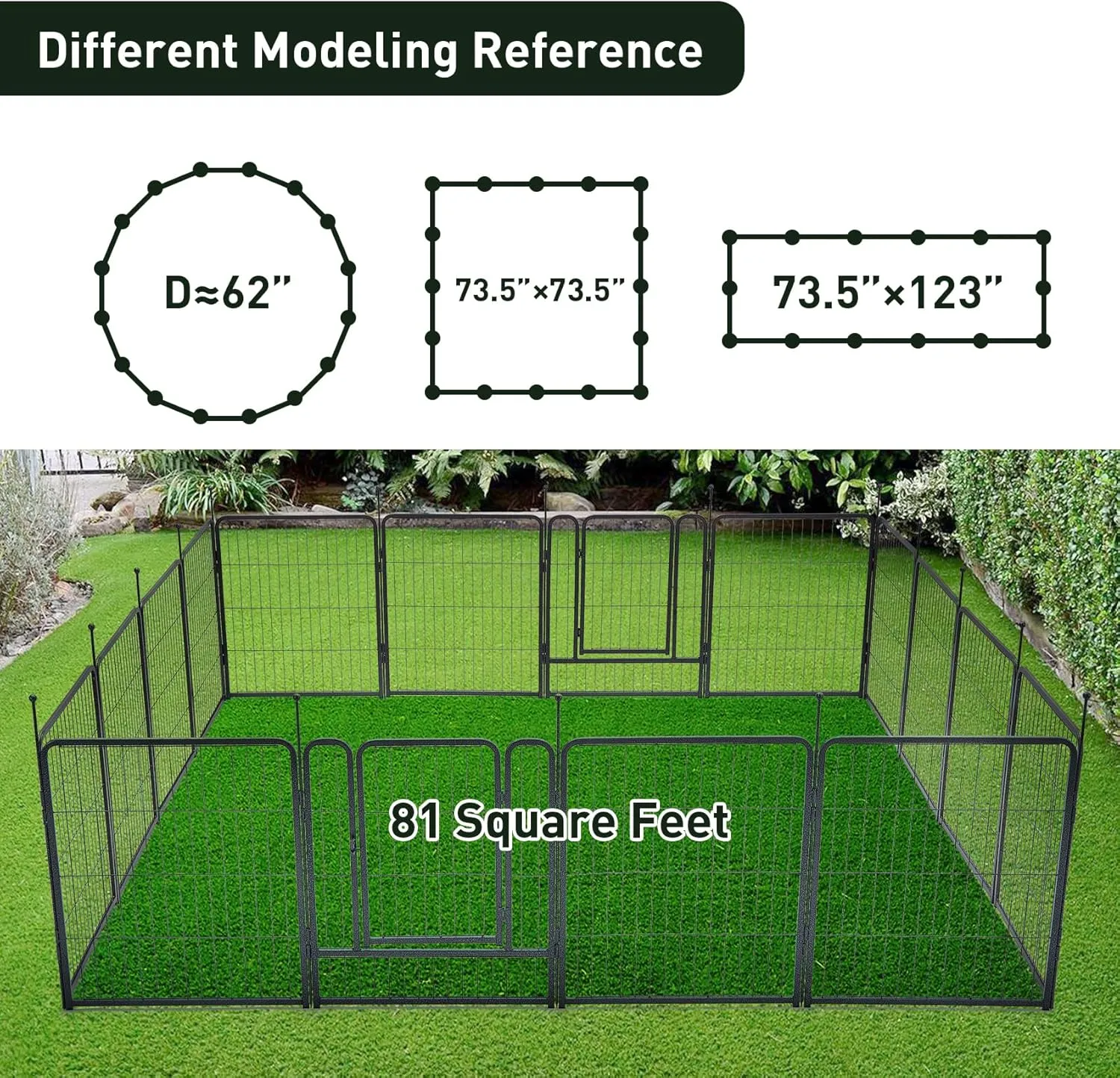 mestyl Dog Playpen, 32" Height 16 Panels Outdoor Pet Play Pen, Big Dog Exercise Play Pen for Large/Medium/Small Dogs, Foldable Puppy Pen for Indoor, Camping, RV, Anti-Rust Paint Finish, Quick Install