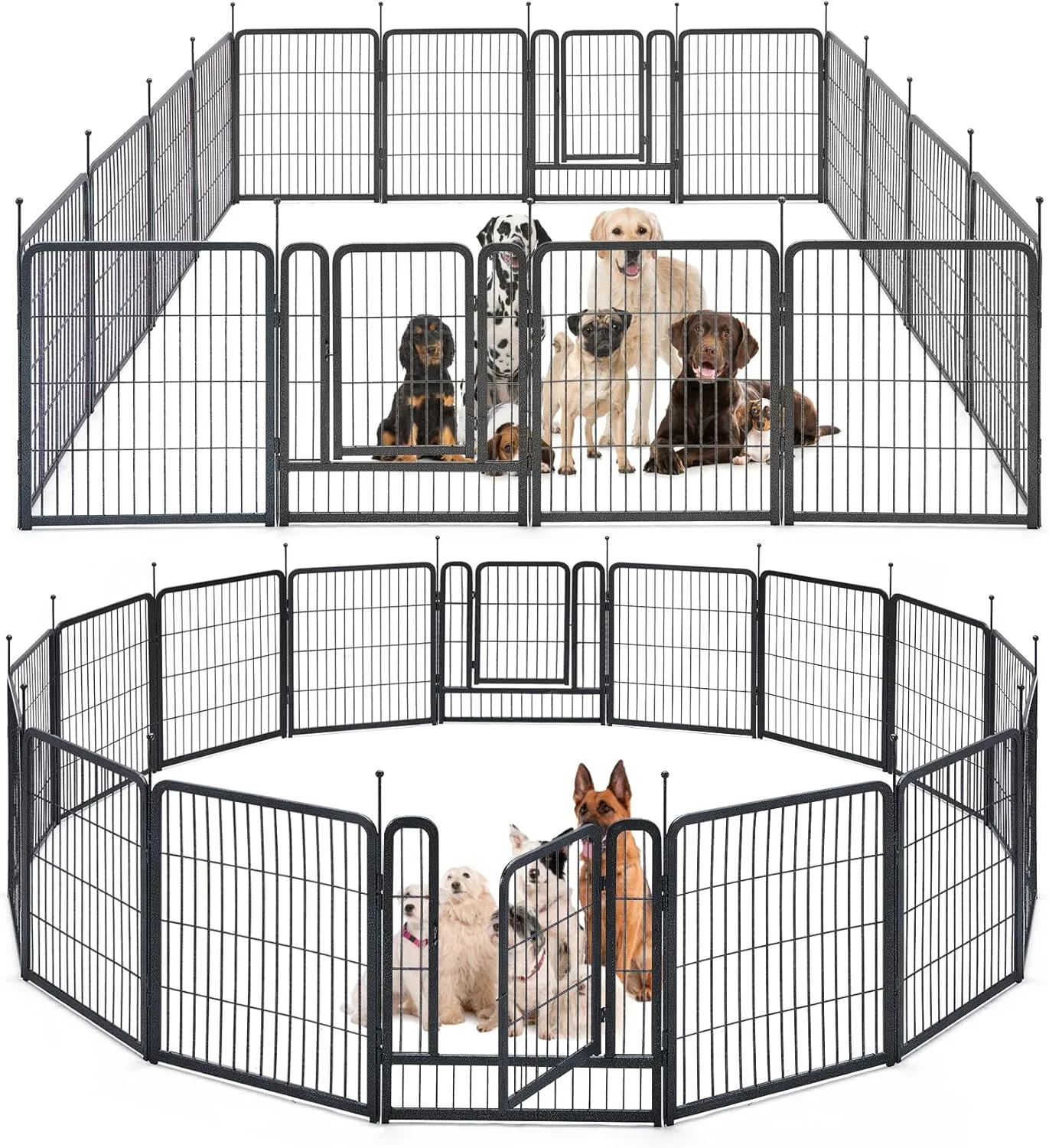 mestyl Dog Playpen, 32" Height 16 Panels Outdoor Pet Play Pen, Big Dog Exercise Play Pen for Large/Medium/Small Dogs, Foldable Puppy Pen for Indoor, Camping, RV, Anti-Rust Paint Finish, Quick Install
