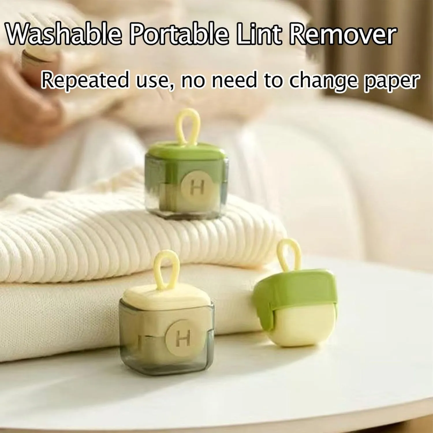 Mini Lint Roller Washable Sticky Roller Reusable Lint Remover Portable Pet Hair Remover for Clothes Travel Household Sticky Cleaner for Plush Hair (Green*2,2.9 * 1.8inch)