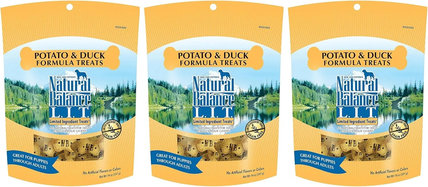 Natural Balance Limited Ingredient Dog Treats Potato & Duck Formula, 14 oz, 3 Pack