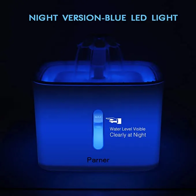 New Pet Fountain, Parner Quiet Flower Automatic Cat Water Fountain, 2.5L LED Flower Dispenser with Water Level Indicator for Cat Dog Pets, Free 4pcs Filter and Silica Pad