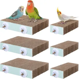 Nuanchu 6 Pcs Bird Perch Stand Toy Parrot Cardboard Platform Bird Paw Grinding Stand Parrot Cage Playground for Macaws Sparrows Parakeet Cockatiel Lovebird