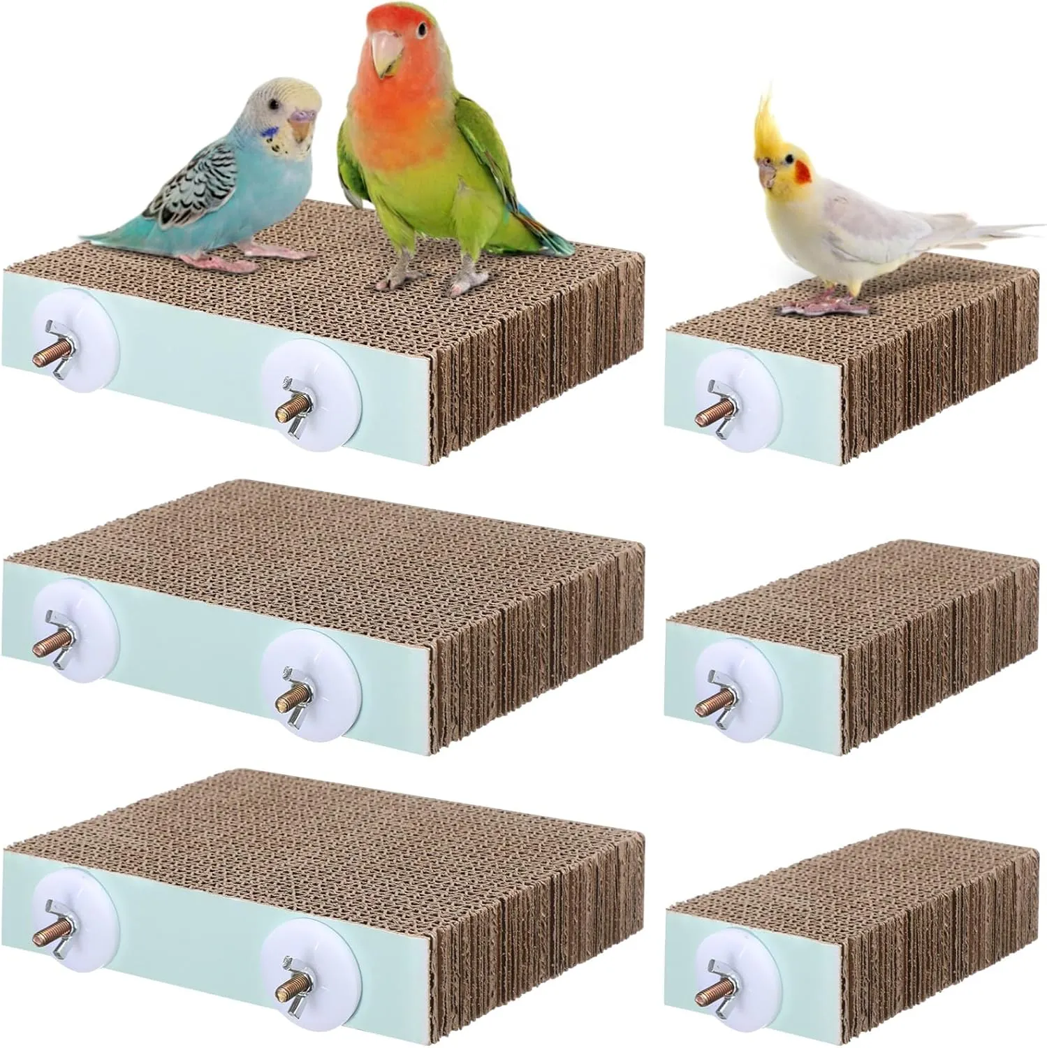 Nuanchu 6 Pcs Bird Perch Stand Toy Parrot Cardboard Platform Bird Paw Grinding Stand Parrot Cage Playground for Macaws Sparrows Parakeet Cockatiel Lovebird