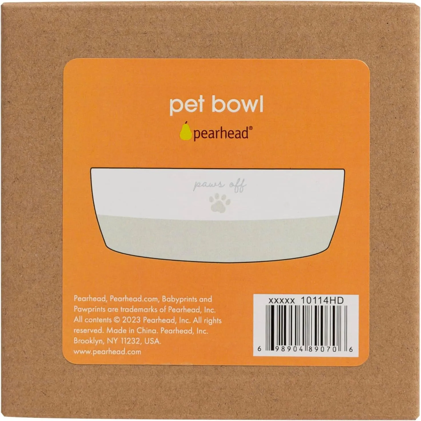 Pearhead Paws Off Ceramic Cat Bowl, Holds 1.3 Cups, Small Food and Water Bowl for Cats, Pet Dish, Microwave and Dishwasher Safe