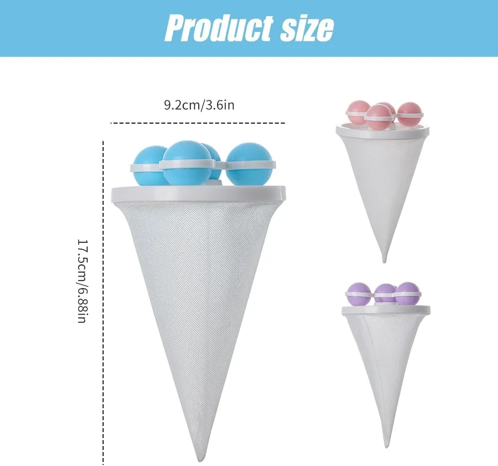 Pet Hair Remover for Laundry 3 Pack, 2025 Upgrade Floating Hair Filtering Mesh Removal, Reusable Hair Catcher Washer Machine, Hair Filter Cleaning Mesh Bag Dog Cat Hair (Purple)