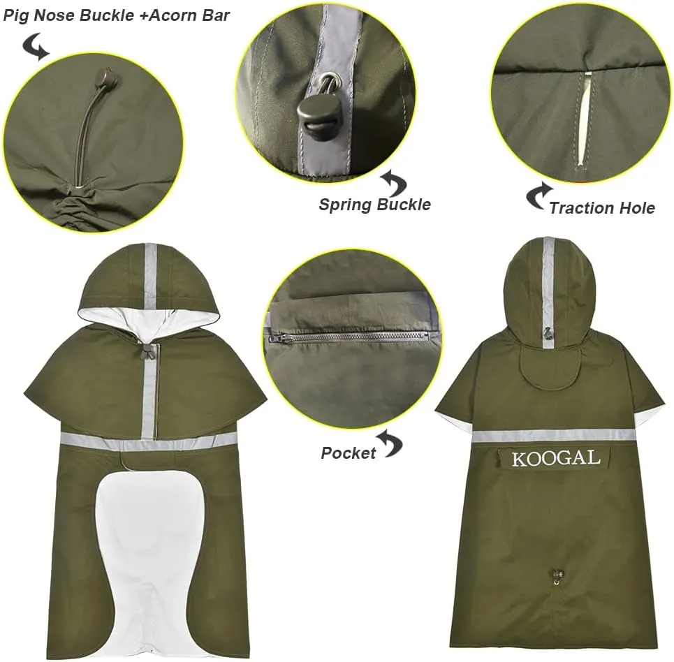 Pet Large Dog Raincoat Apparel Poncho Waterproof for Medium Large Sized for Dog Raincoat Clothes Jacket (6XL, Green)