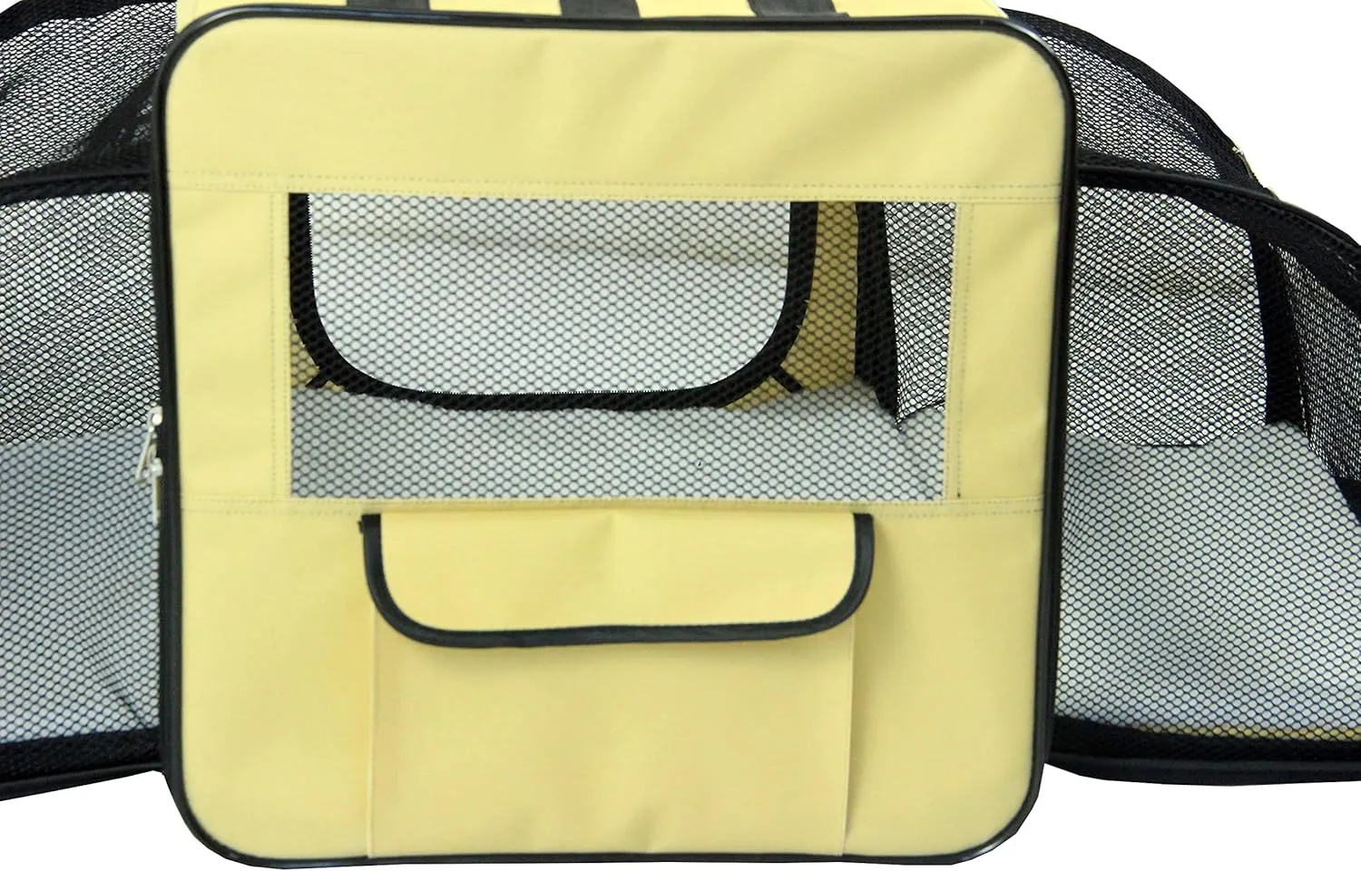 PET LIFE 'Capacious' Dual-Sided Expandable Spacious Wire Folding Collapsible Lightweight Pet Dog Crate Carrier House, X-Large, Khaki