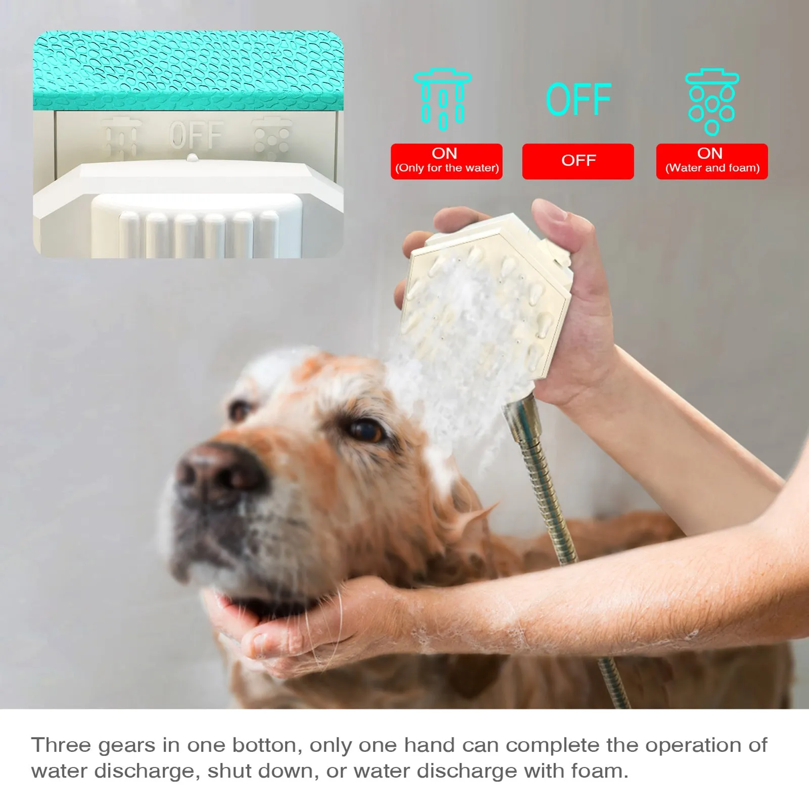 Pet Shower Handheld Dog Grooming Comb Sprayer Brush Hose Dog Bathing Tool