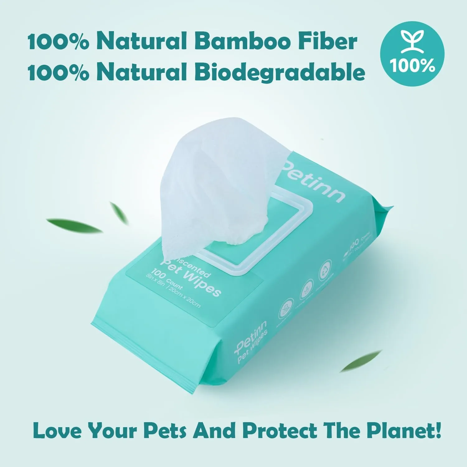 Pet Wipes for Dogs and Cats, Paws Butt Fur Cleaning Deodorizing, 400 Count Unscented Pet Grooming Wipes with 8"x8" Biodegradable Bamboo Fiber, Puppy Kitten Bath Wipe, Hypoallergenic, Licking Safety