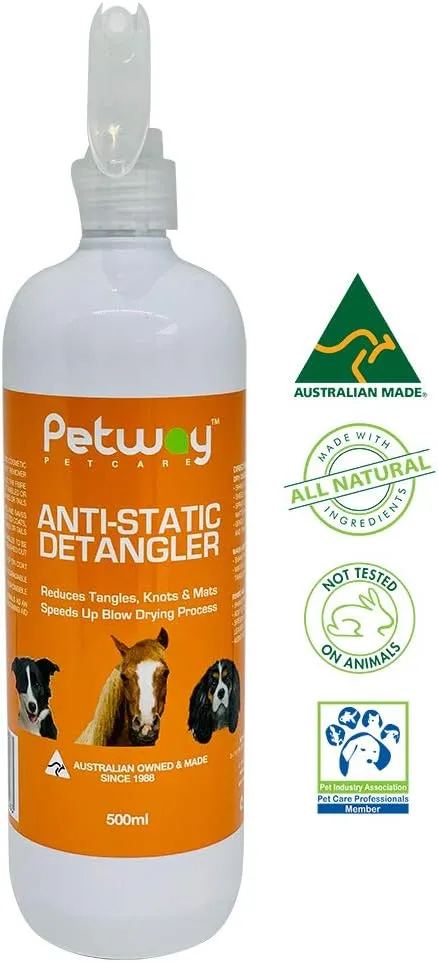 Petcare Anti-Static Detangler, Dematting Spray for Dogs, Cats And Horses, Free of Phosphates, Parabens & Enzymes, Tangle Remover, Daily Grooming Aid, Soap & No Artificial Fragrence added, 500ml
