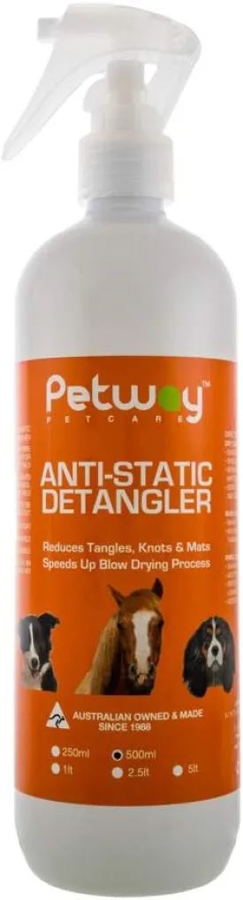 Petcare Anti-Static Detangler, Dematting Spray for Dogs, Cats And Horses, Free of Phosphates, Parabens & Enzymes, Tangle Remover, Daily Grooming Aid, Soap & No Artificial Fragrence added, 500ml