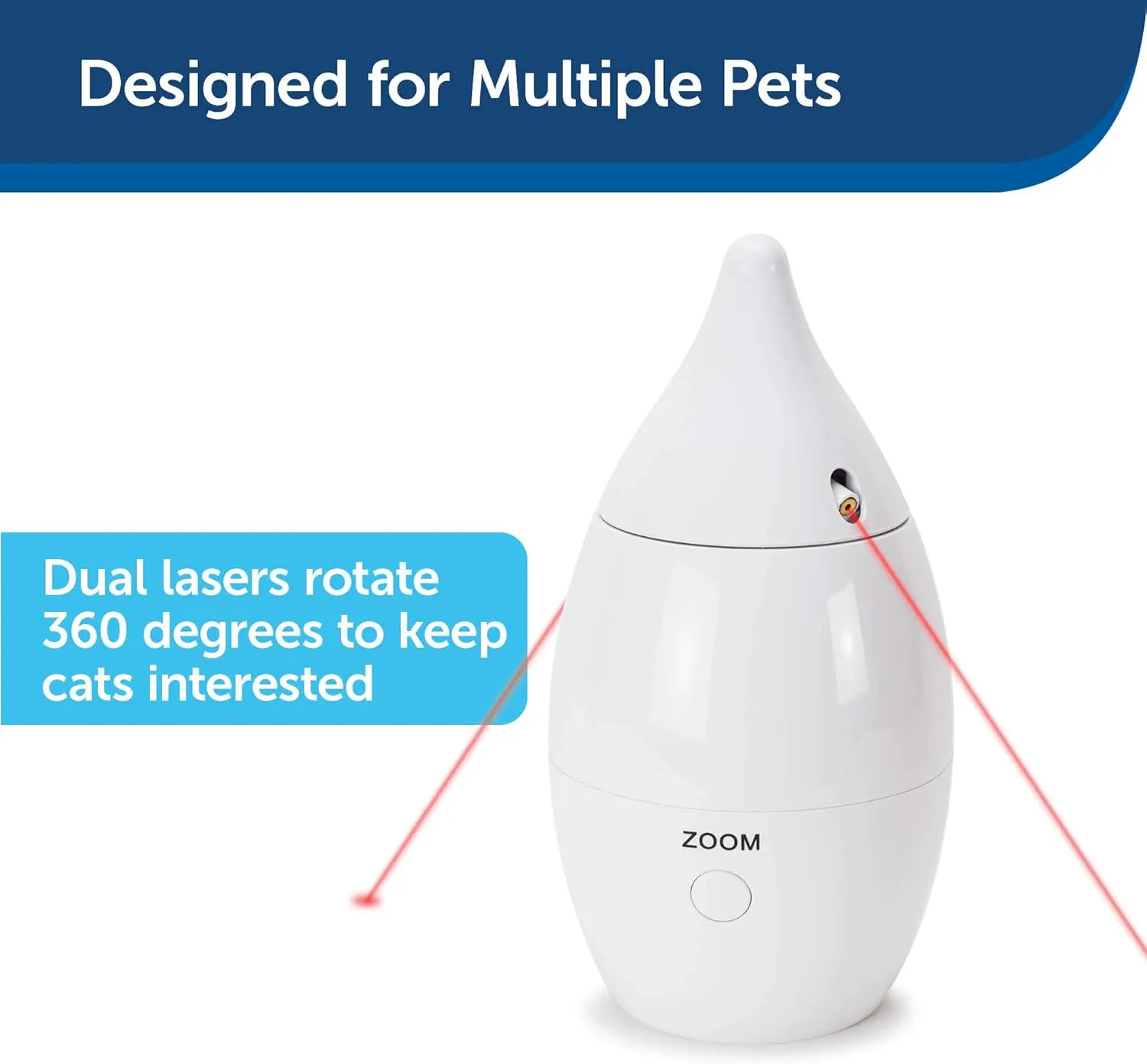 PetSafe Zoom Rotating Laser Cat Toy  Includes 2 Interactive Laser Lights