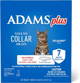 Plus Flea & Tick Collar for Cats ; Breakaway Collar ; 1 White Collar ; 7- Month Protection ; Kills & Repels Fleas, Flea Eggs, Flea Larvae and Kills Ticks, Tick Nymphs, and Tick Larvae
