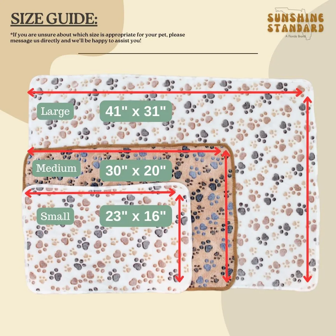 Premium Fleece Pet Blanket/Throw for Dog Cat Puppy Kitten Small Animal (White/White/Brown, Medium)