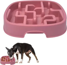 Rangebow Pets Slow Feeder Dog Bowl, Anti-Choking Puzzle Bowl for Dry, Wet & Raw Food, Labyrinth Design to Slow Down Eating, Prevent Overeating Maze Dish for Small & Medium Dogs Cats (Pink)