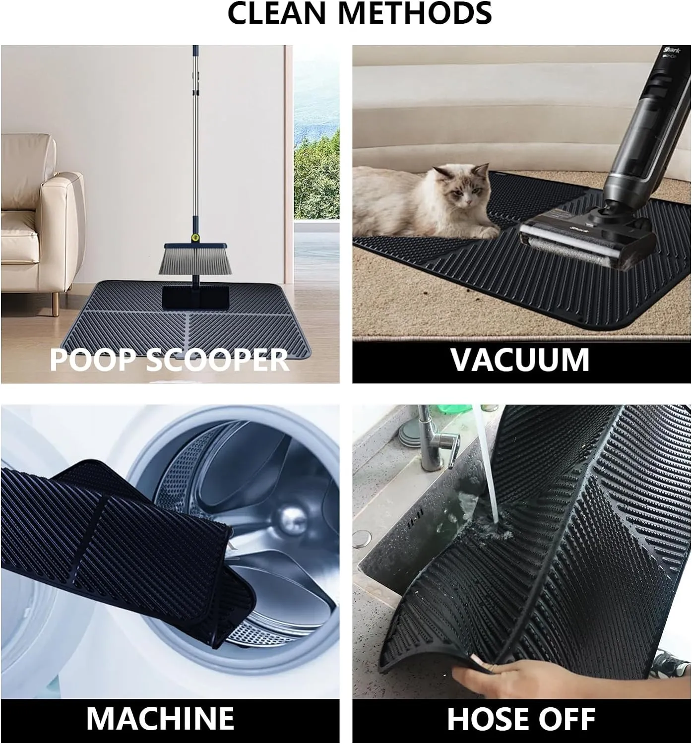 Silicone Cat Litter Mat, Waterproof Litter Box Mat for Litter Trapping, Easy Clean, Non-Slip Litter Catcher Mat, Cat Supplies Needs, Grey, 24" x15"
