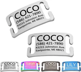 Slide-On Pet ID Tags,Personalized Engraved Dog and Cat Collar Tags,Durable Stainless Steel Boomerang Tags,No Noise,4 Sizes for Large and Small Pets,Curved Glossy Finish Silver,Christmas Gift,Open End