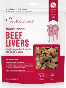 smallbatch Freeze-Dried Liver Treats for Dogs & Cats  Single-Ingredient, Protein-Rich, All-Natural Snacks  100% Humanely Sourced  No Additives or Preservatives  (4 oz, Beef)
