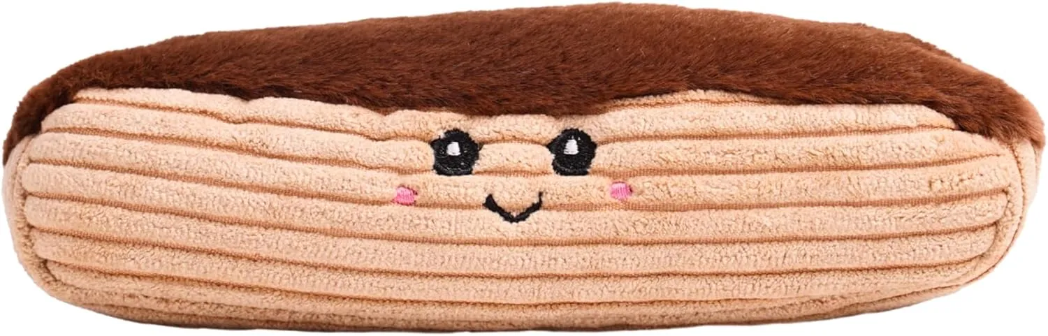 Squeaky Dog Plush Toy, Bakery Bite_Stick Collection, 8", for Small and Medium Dogs (Eclair, Small)
