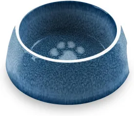 TarHong Indigo Impressions Paw Pet Bowl for Food and Water, Pure Malamine, Medium, 2.5 Cup, Blue