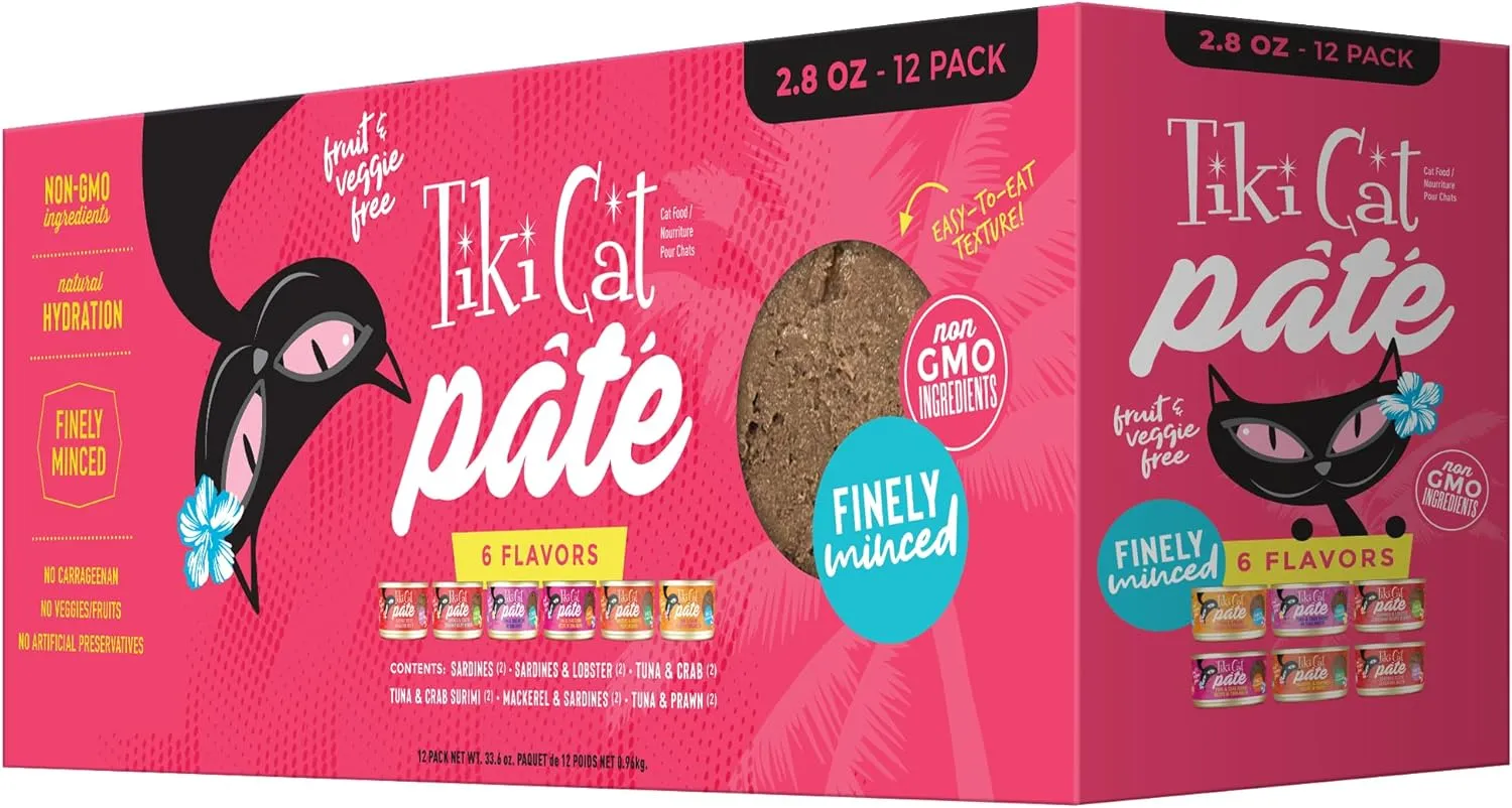 Tiki Cat Grill Pt Variety Pack, Combinations of Real Flaked Fish, Wet High-Protein & High-Moisture Cat Food, 2.8 oz. Cans (Pack of 12)