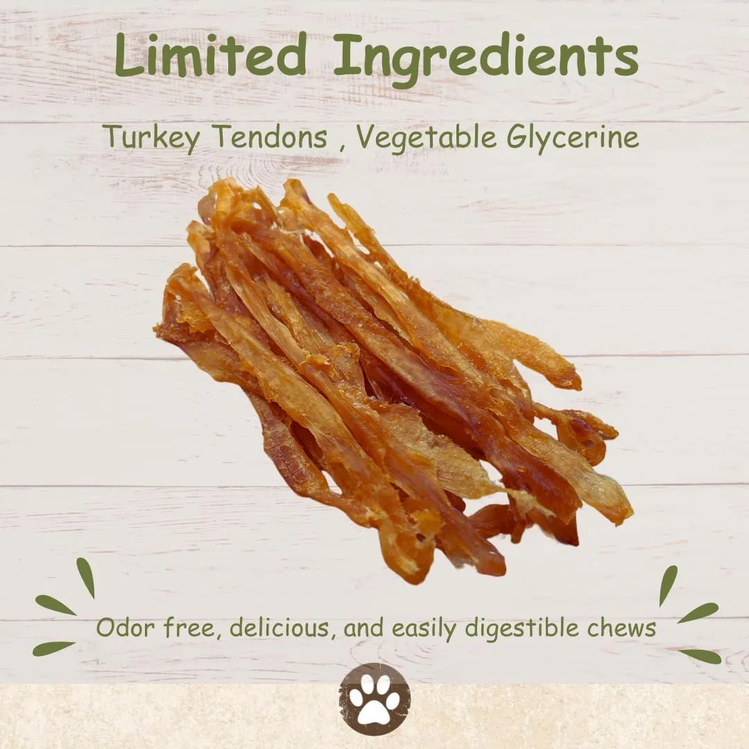 Top Dog Chews Turkey Tendon Dog Treat  All-Natural USA Sourced, Human Grade Dog Chew, Hypoallergenic, Rawhide Alternative, Chewy High Protein Chews for Dogs (16 OZ)