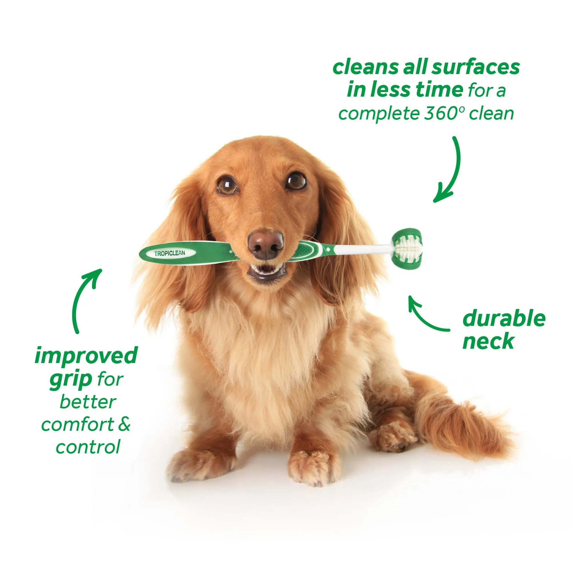 TropiClean Fresh Breath Triple Flex Toothbrush for Small & Medium Dogs