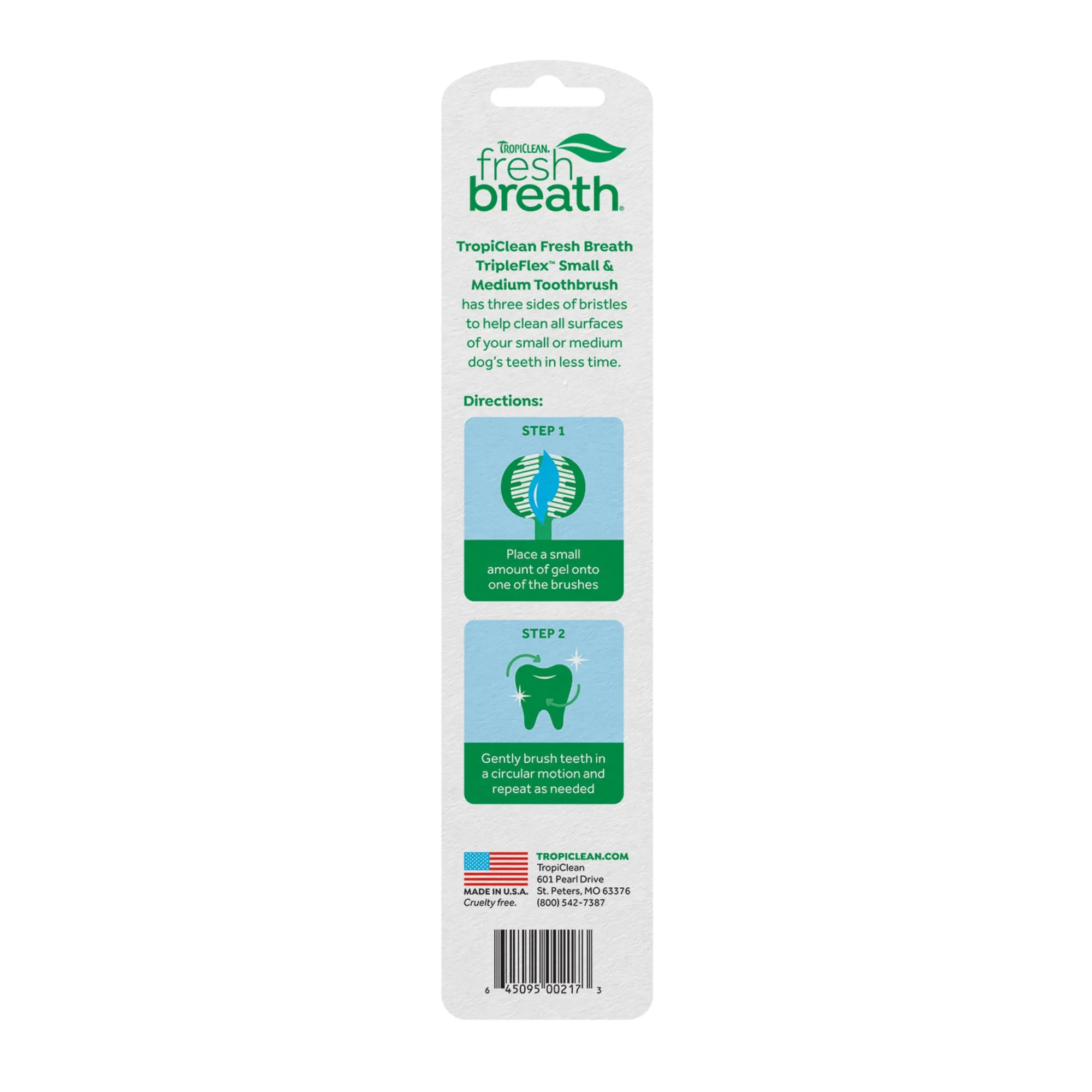TropiClean Fresh Breath Triple Flex Toothbrush for Small & Medium Dogs