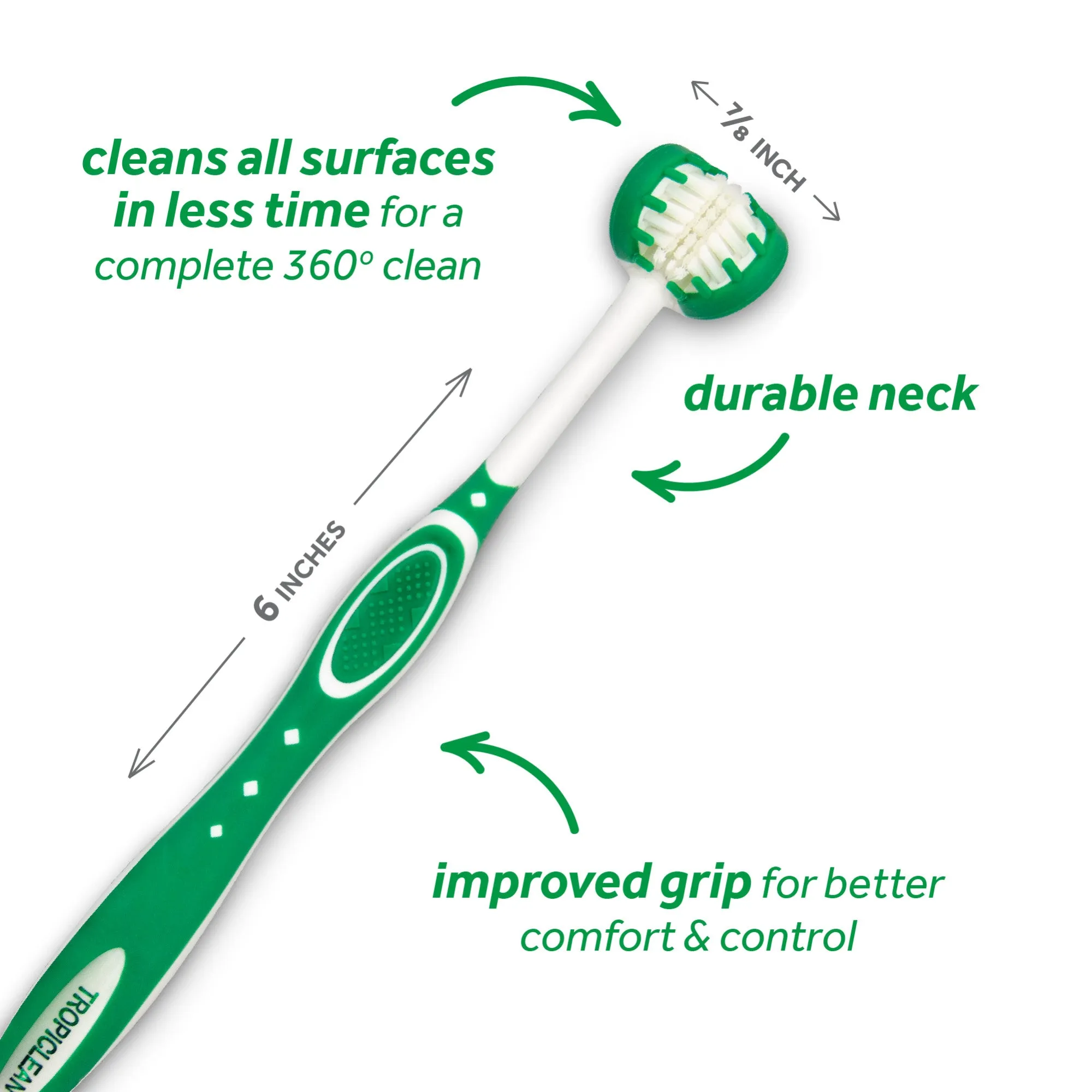 TropiClean Fresh Breath Triple Flex Toothbrush for Small & Medium Dogs