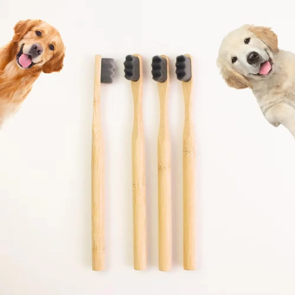 Ultra Soft Bristle Eco-Friendly Bamboo Dog Toothbrush, for Sensitive Gum Dog with Teeth Cleaning