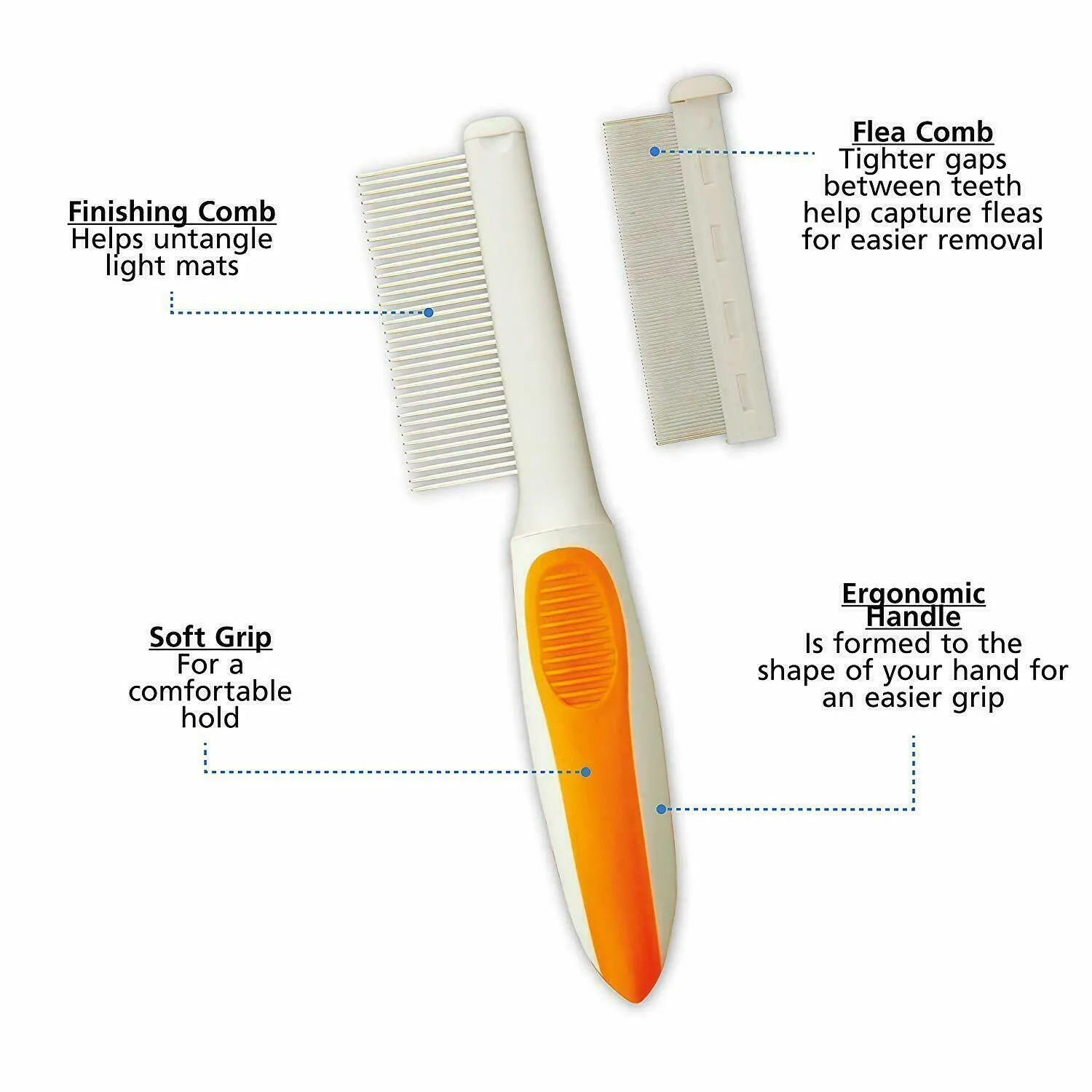 Wahl 2-in-1 Flea/Finishing Pet Comb to detect fleas, flea eggs, ticks (3 Pack)