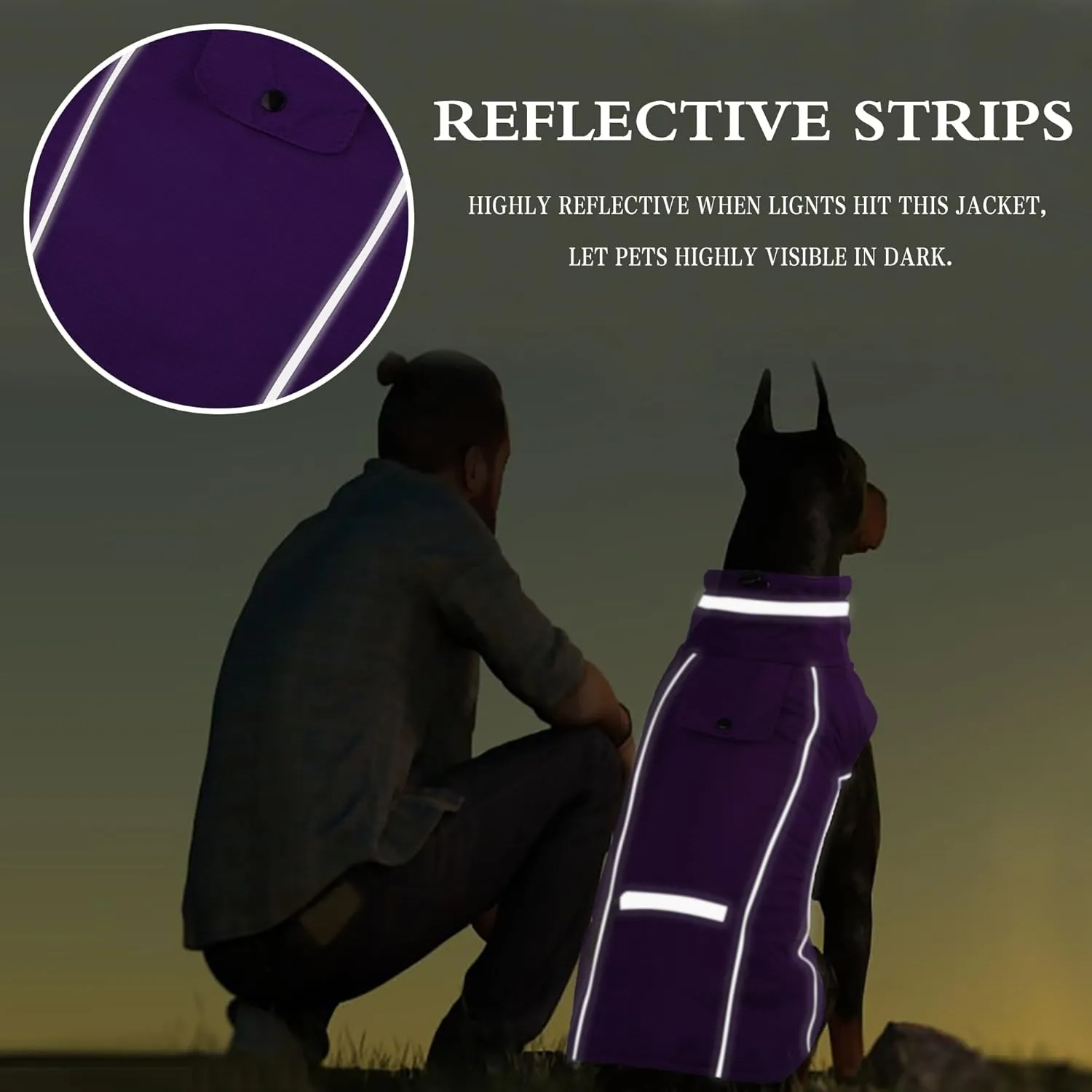 Warm Dog Jacket & Coat - Reflective, Windproof & Waterproof Dog Snow Jacket, Turtleneck Clothes for Winter (M)