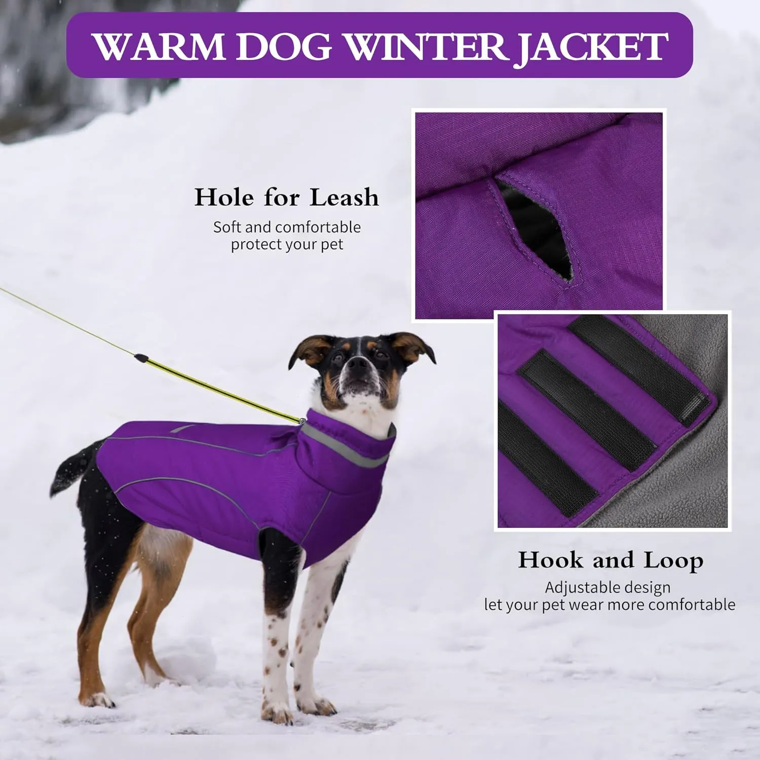 Warm Dog Jacket & Coat - Reflective, Windproof & Waterproof Dog Snow Jacket, Turtleneck Clothes for Winter (M)