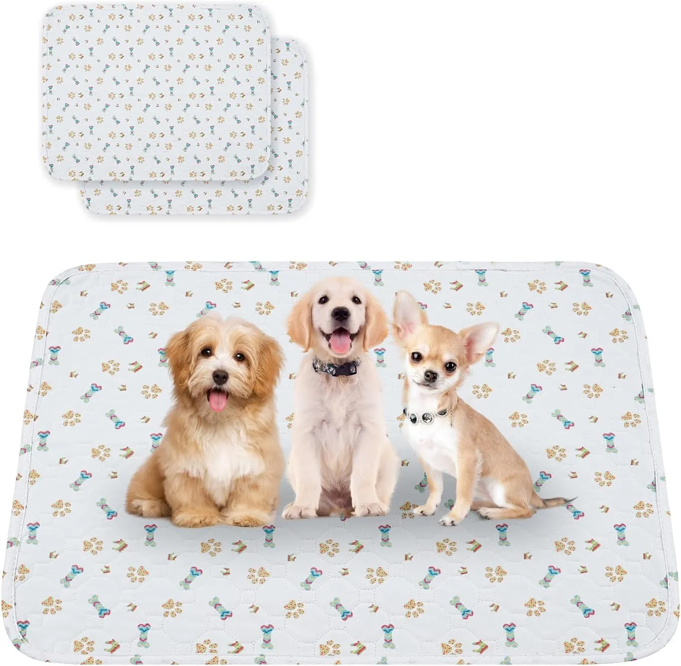 Washable Dog Pee Pads, 2-Pack Absorbent Reusable Puppy Pads, Machine Washable, Soft and Non-Slip, Waterproof and Leak-Proof Training Mats, Perfect for Crate, Sofa, Playpen, Bed