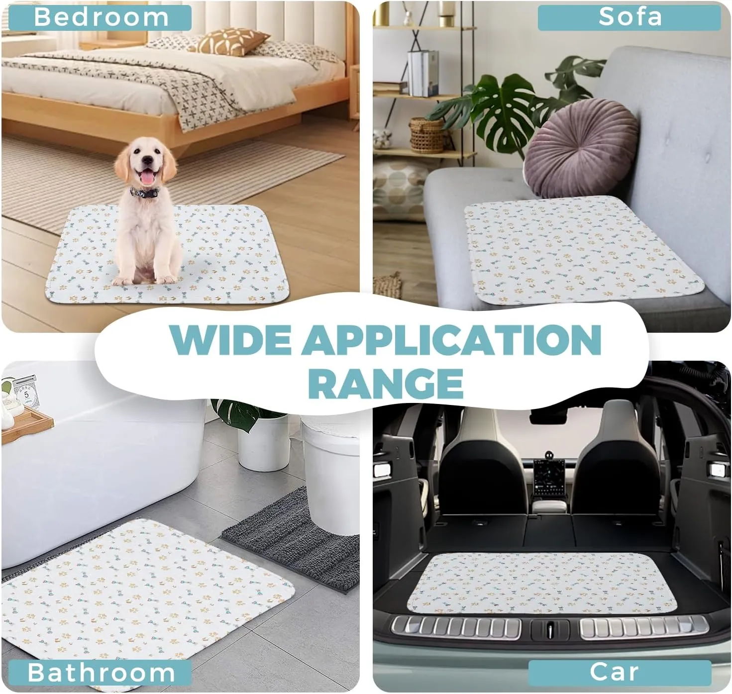 Washable Dog Pee Pads, 2-Pack Absorbent Reusable Puppy Pads, Machine Washable, Soft and Non-Slip, Waterproof and Leak-Proof Training Mats, Perfect for Crate, Sofa, Playpen, Bed