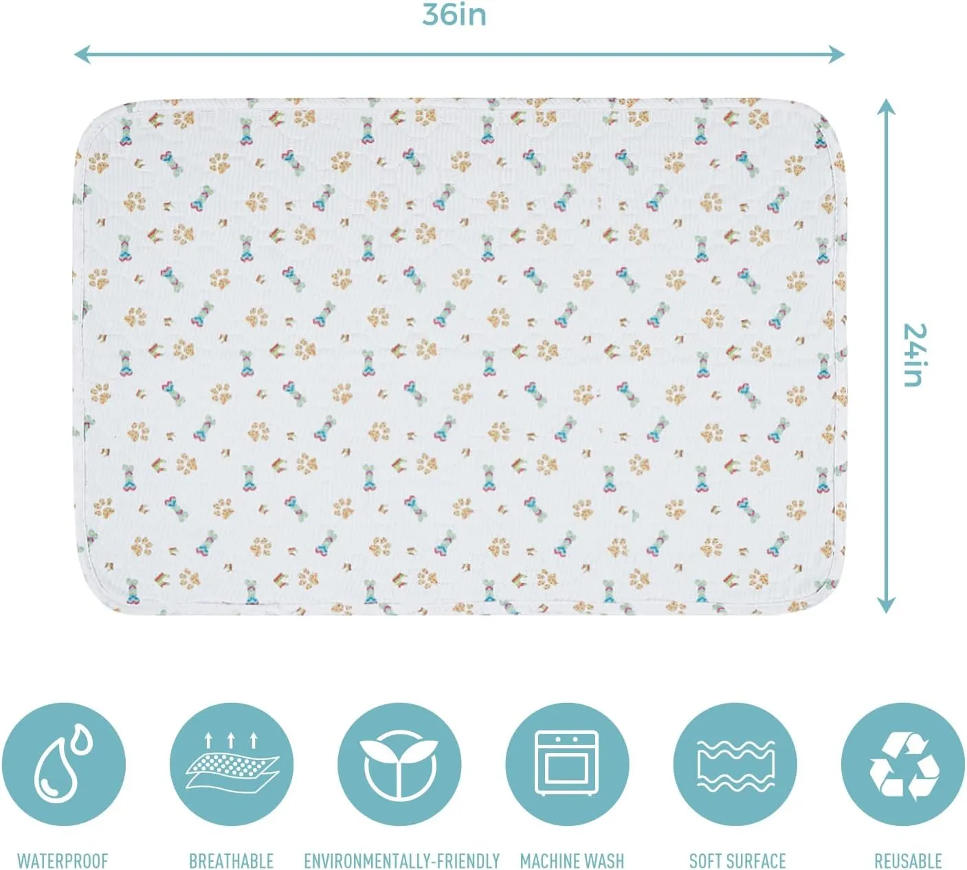 Washable Dog Pee Pads, 2-Pack Absorbent Reusable Puppy Pads, Machine Washable, Soft and Non-Slip, Waterproof and Leak-Proof Training Mats, Perfect for Crate, Sofa, Playpen, Bed