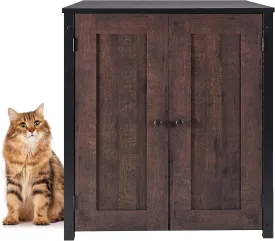 Whisker Litter-Robot Storage Cabinet and Litter Box Enclosure, Coffee Oak Finish, 30.7" W x 28.1" D x 34.3" H, Stylish and Durable Hidden Litter Box Furniture