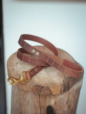 Wide Dog Leash - Croc Print - Vintage Brown