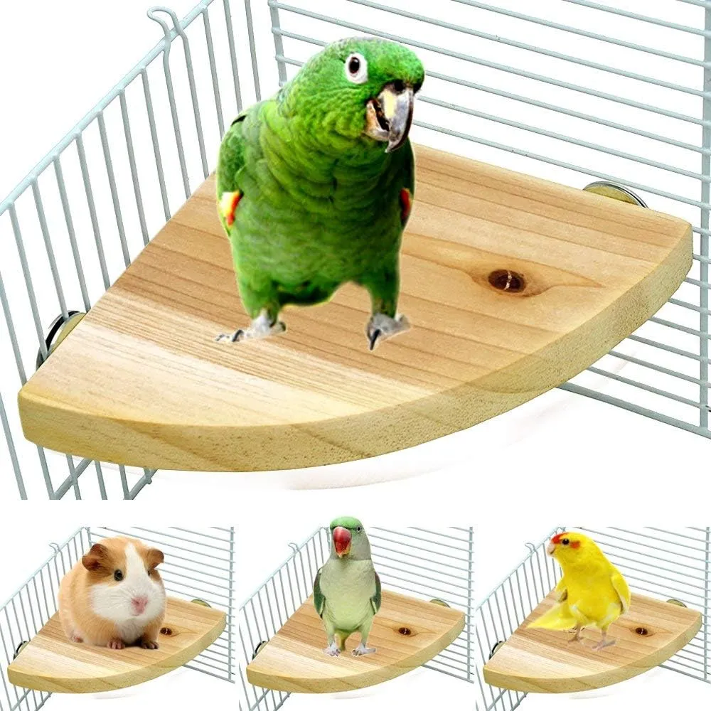 Wood Perch Bird Platform Parrot Stand Playground Cage Accessories for Small Anminals Rat Hamster Gerbil Rat Mouse Lovebird Finches Conure Budgie Exercise Toy 7 inch